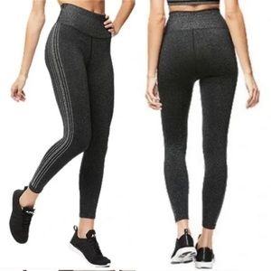 Good American Seamless Side Stripe Legging High Rise Sparkle Tinsel Black 0 New